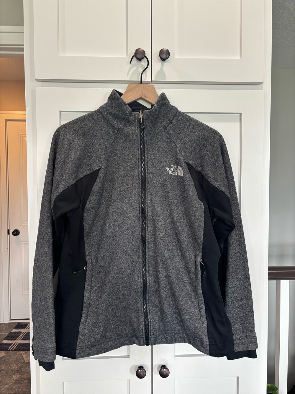 The North Face Heather Gray Black‎ Full Zip Fleece Jacket Womens L